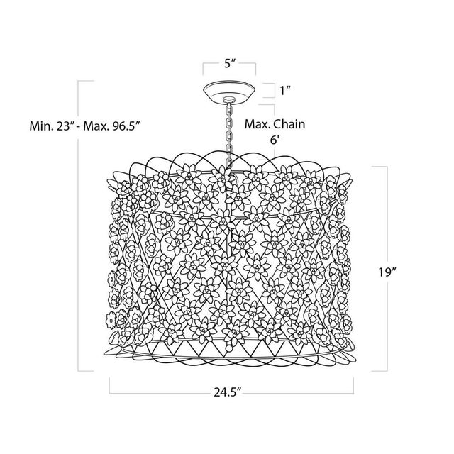 Hollywood Regency Regina Andrew Alice Porcelain Flower Embellished Chandelier For Sale - Image 3 of 12