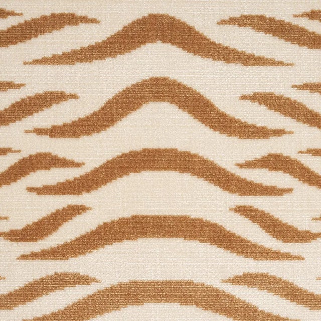 Abstract SAMPLE - Schumacher Sabi Tiger Velvet Fabric In Camel For Sale - Image 3 of 4