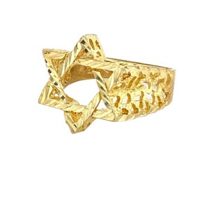 Star of David Diamond Cut Design 10k Yellow Gold Ring For Sale