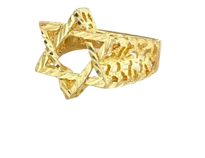Star of David Diamond Cut Design 10k Yellow Gold Ring