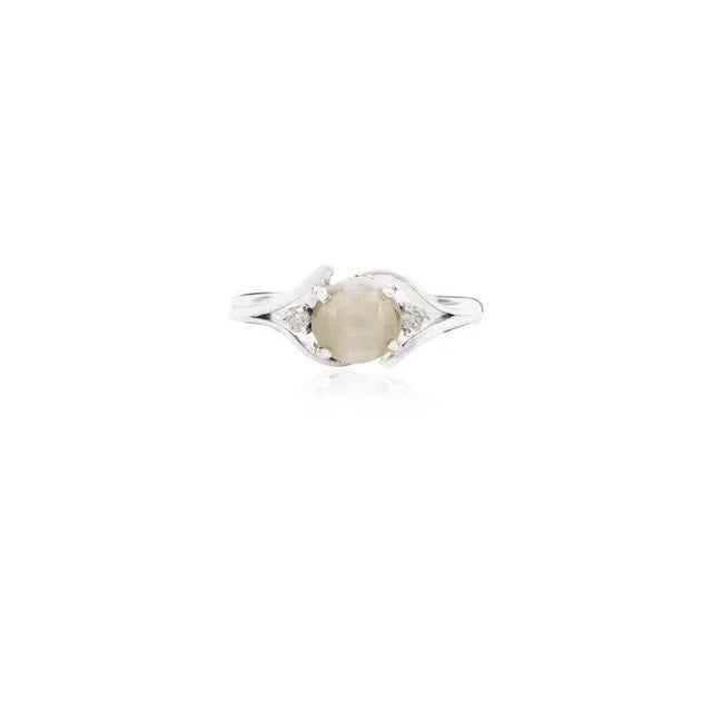 Not Yet Made - Made To Order Certified Genuine 2.08 Ctw Cat's Eye and Diamond Ring in 14k Gold Size 7 For Sale - Image 5 of 8