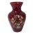 Vintage Italian Red Cranberry Glass Painted Butterfly Floral Vase For Sale