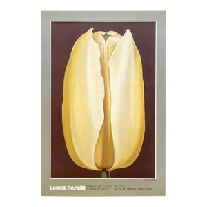 Lowell Nesbitt Vintage 1976 Fine Art Lithograph Print " Yellow Tulip " Modernist Palm Beach Exhibition Poster