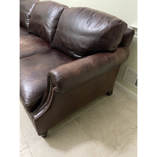 Ralph Lauren Home Ralph Lauren Home Rare Ej Victor Sofa Fantastic Italian Hand Dyed Leather For Sale - Image 4 of 5