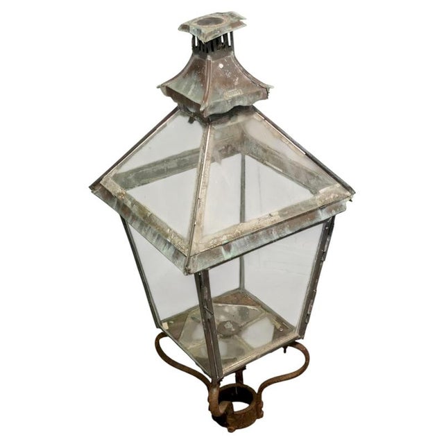 Glass 19th Century Glass Top and Copper Lantern For Sale - Image 7 of 7