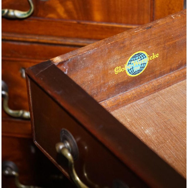 Burgundy Embossed Leather Top Twin Pedestal Desk from Globe Wernicke For Sale - Image 10 of 18