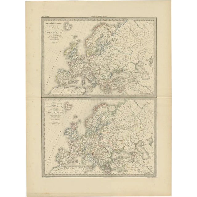 Antique Map of Europe, 1842 For Sale