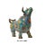 This is a pair of traditional oriental Chinese Ox / Cow figures made of metal and covered with turquoise blue multi-color...