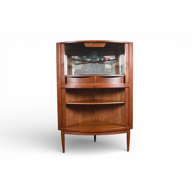 Wood Mid 20th Century Johannes Andersen Bow Front Tambour Corner Unit in Teak, Attributed For Sale - Image 7 of 11