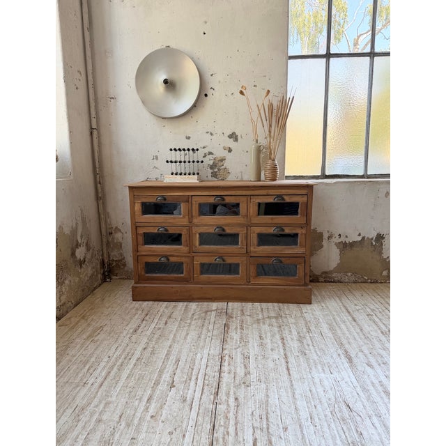 Antique seed merchant's cabinet or shop cabinet with glass fronts, dating from the 1950s. made entirely of walnut, we love...