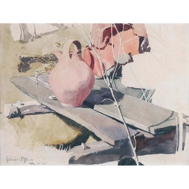 Late 19th Century Hans Richard von Volkmann, Clay Jug on a Bench in the Sunlight, 1890, Woodblock Print For Sale - Image 5 of 5