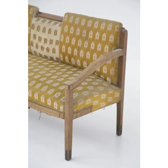 Vintage Fabric and Brass Wooden Sofa, 1950s For Sale - Image 4 of 10