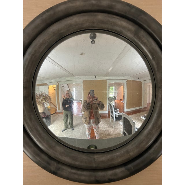 Wood Monumental Dark Grey Chunky Round Mirror by Julian Chichester For Sale - Image 7 of 10