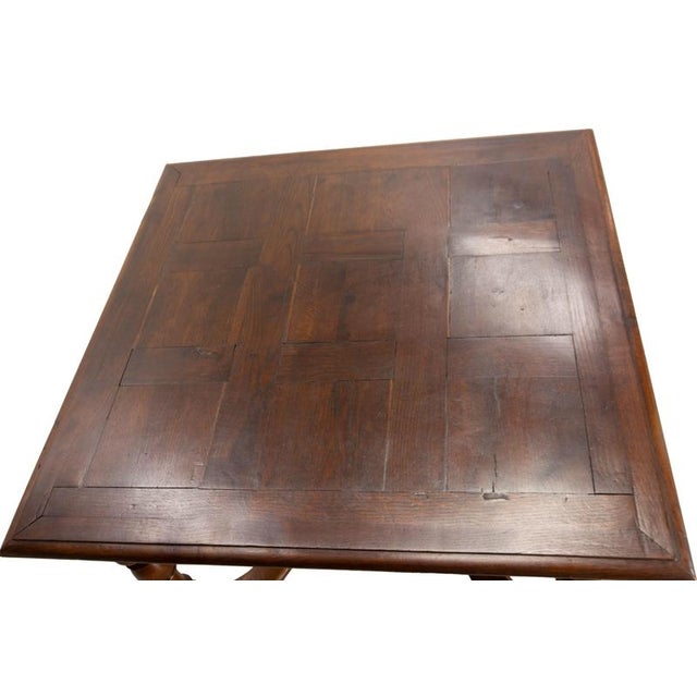 19th Century Louis XIII French Square Oak Table with X-Shaped Crossbar, 1890s For Sale - Image 6 of 16