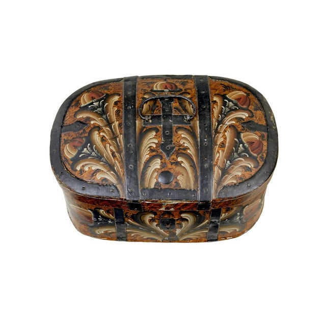 Antique Scandinavian Folk Art Hand Painted Box, 1860 For Sale - Image 4 of 7