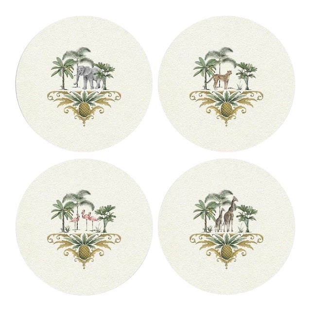 Vintage "Safari Serenade" Circular Placemats - Set of 4 For Sale
