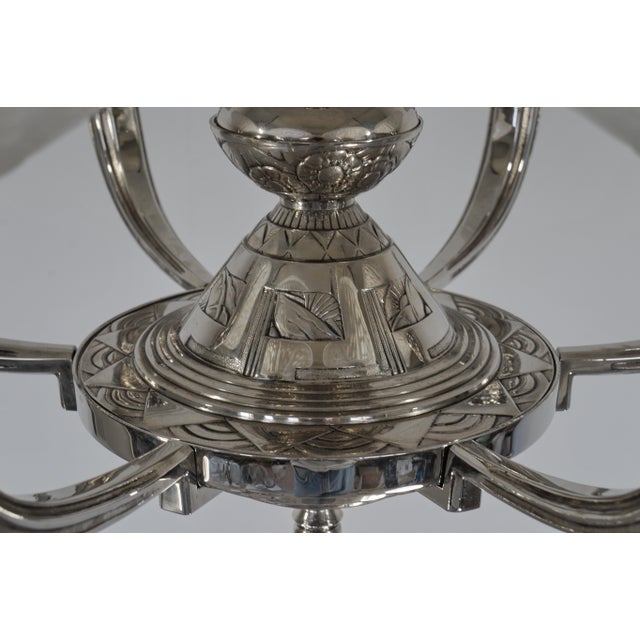 Silver French Art Deco Chandelier by Ranc & Muller Freres 1930 France For Sale - Image 8 of 13
