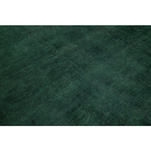 Vintage Overdyed Persian Wool Rug in Green With Allover Floral Design For Sale - Image 10 of 10