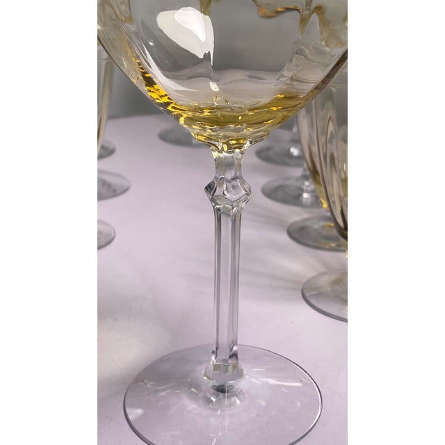 Vintage Fostoria Topaz Depression Glass Stemware Set - 21 Pieces For Sale - Image 10 of 14