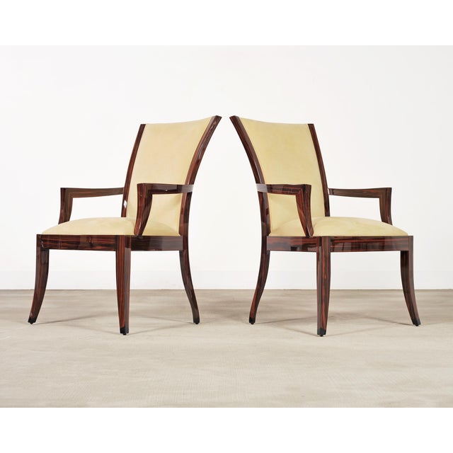 Wood Set of Eight French Art Deco Style Macassar Ebony Dining Chairs For Sale - Image 7 of 18