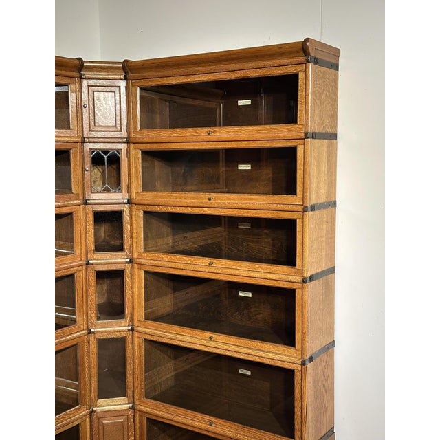 Corner Bookcase in Oak from Globe Wernicke, 1890s, Set of 24 For Sale - Image 11 of 13