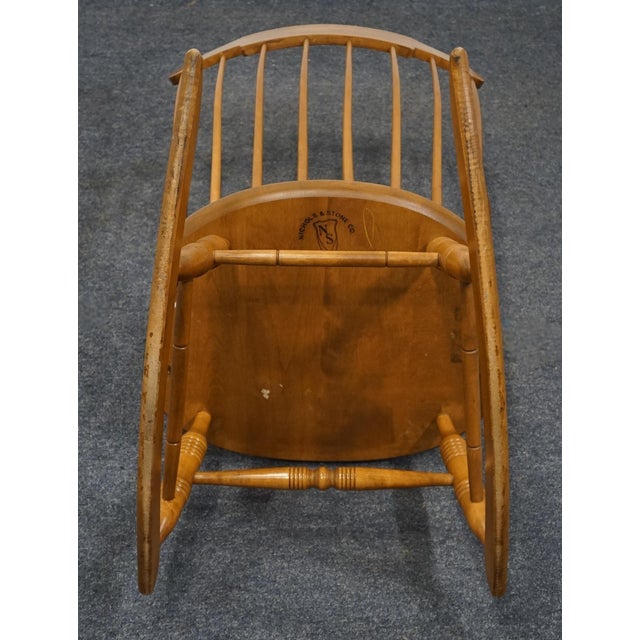 Brown Nichols & Stone Solid Hard Rock Maple Colonial Early American Windsor Rocking Chair For Sale - Image 8 of 9