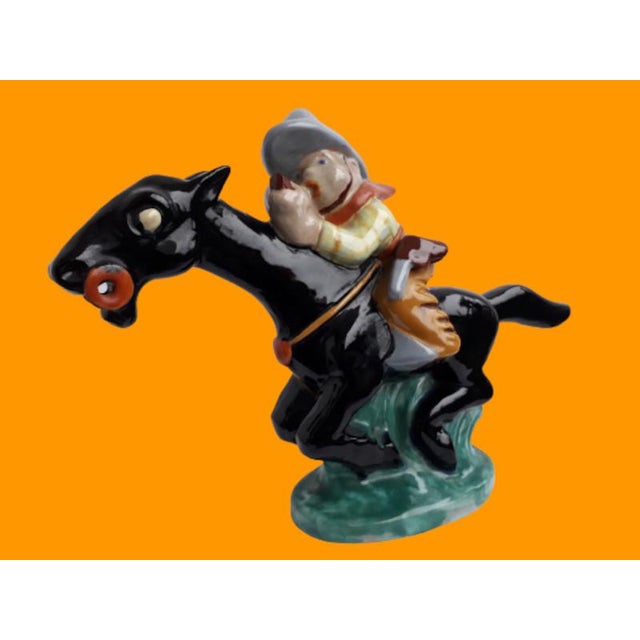 Large Art Deco Hand-Painted Cowboy on Horse from Komloss, 1920s For Sale - Image 6 of 18