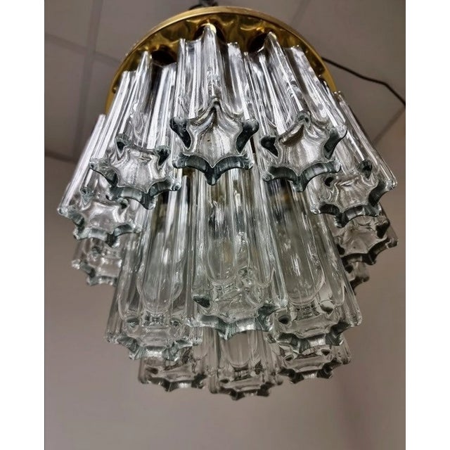 1980s Mid-Century Modern Brass Glass Ceiling Light from Glashütte Limburg, 1980s For Sale - Image 5 of 10