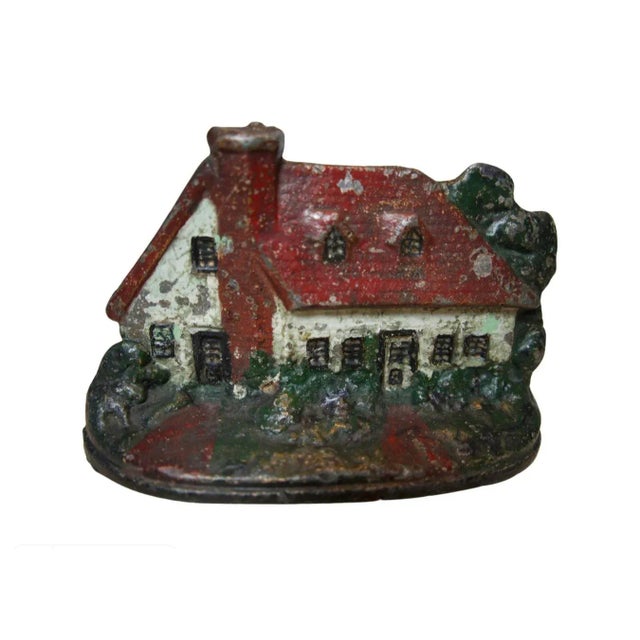Metal Early 20th Century Cape Cod Cottage Painted Cast Iron Doorstop, L.A.C.S. #730 For Sale - Image 7 of 7