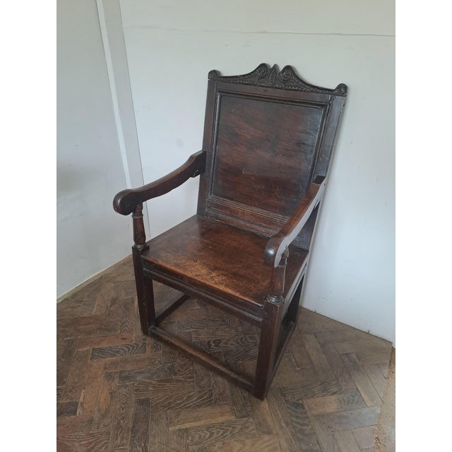 English Oak Wainscot Armchair, 1690 For Sale - Image 4 of 7