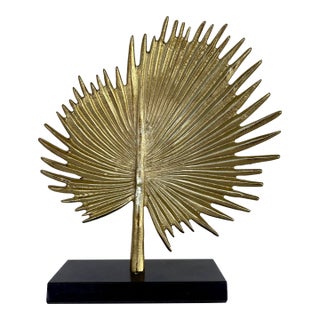 Modern Champagne Gold Fan Palm Sculpture For Sale