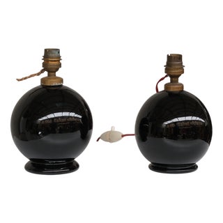 Mid-Century Modern French Ceramic Petite Table Lamps, 1950s, Set of 2 For Sale