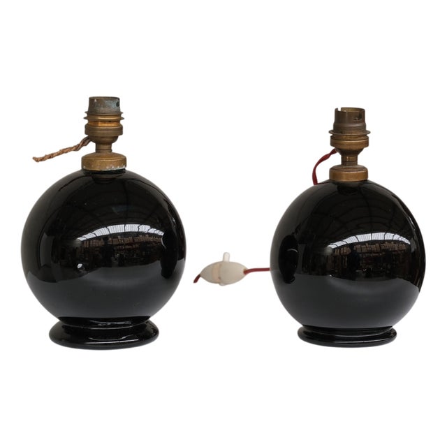 Mid-Century Modern French Ceramic Petite Table Lamps, 1950s, Set of 2 For Sale