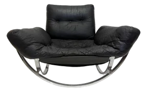 Space Age Lennart Bender Chrome and Leather Lounge Chair, "Apollo"