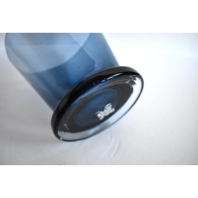 Blue Pair of Mid-Century Cobalt Blue Blown Glass Vases For Sale - Image 8 of 9