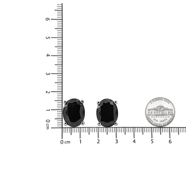 Early 21st Century .925 Sterling Silver 4.0 Cttw Prong Set Treated Black Oval Diamond Stud Earring, A Pair (Black Color, I2-I3 Clarity) For Sale - Image 5 of 5