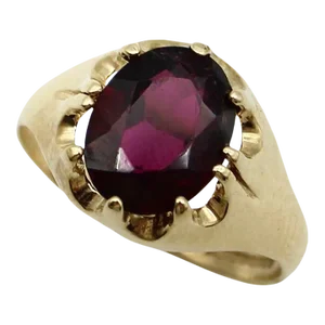 Vintage 9K Gold Rhodolite Garnet Ring with Belcher Setting Size 7.5