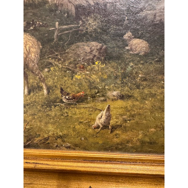19th Century American Oil on Canvas Sheep For Sale - Image 4 of 11