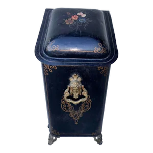 Antique 19th Century French Hand Painted Fireplace Coal Scuttle