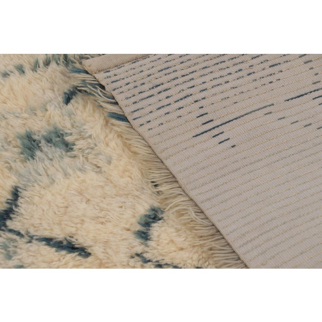 Beige Vintage Swedish Rya Rug With Teal Geometric Lattice on Beige Field - Rug & Kilim For Sale - Image 8 of 10