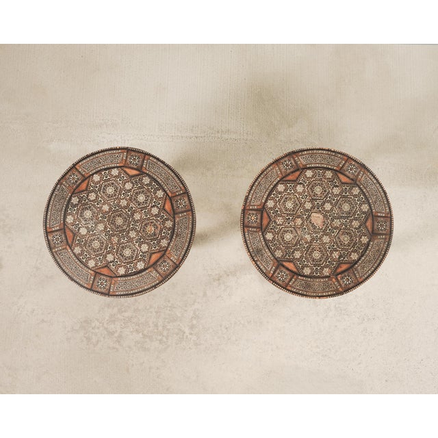 Mid 20th Century Pair of Moorish Geometric Mother-of-Pearl Inlaid Drink Tables For Sale - Image 5 of 18