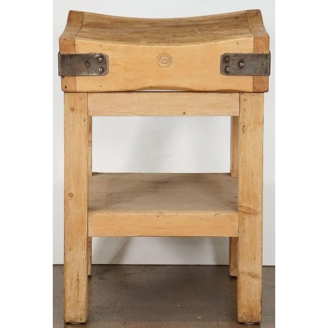 Wood Butcher's Chopping Block Table on Stand From England For Sale - Image 7 of 13