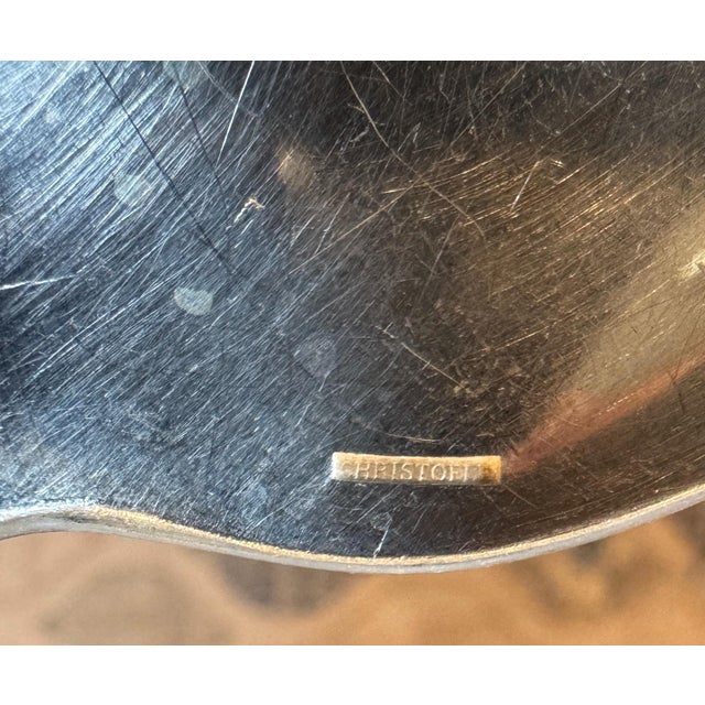 Silver Antique Orfevrerie Christofle "Canaux Laurier" Monogramed Cutlery Set of 24 - 12 Dinner Knife and 12 Fork - 8" Long For Sale - Image 8 of 11