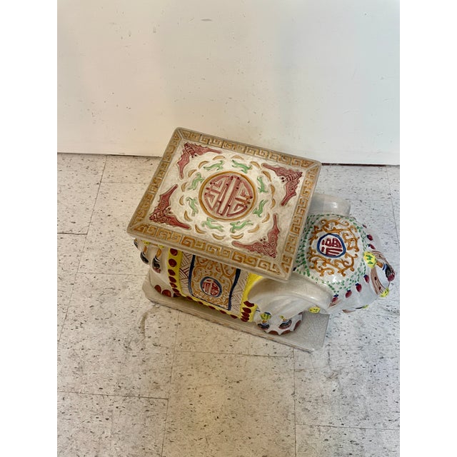 Gumps Vintage Ceramic Elephant Plant Stand - End Table - Gumps Style For Sale - Image 4 of 6