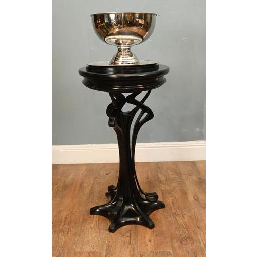 Black Art Nouveau Drinks Table with Dom Perignon-Engraved Silver-Plated Ice Bucket For Sale - Image 8 of 10
