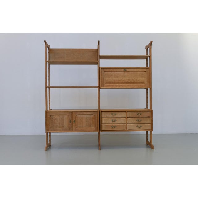 Mid-Century Modern Danish Freestanding Oak Bookcase attributed to Henning Kjærnulf for Nyrup Møbler, 1960s For Sale - Image 3 of 18