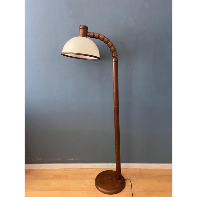 Mid-Century Brown Wooden Floor Lamp with Acrylic Glass Shade from Steinhauer For Sale - Image 5 of 13
