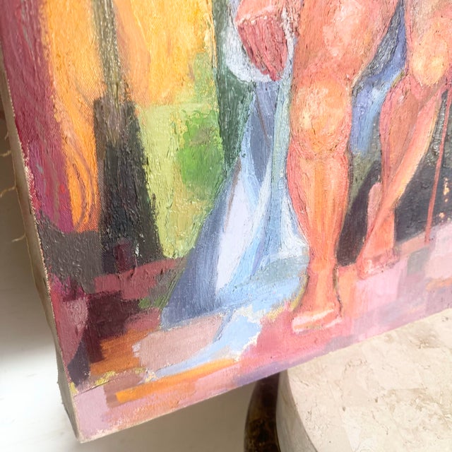 Realism Vintage Original Oil Painting of Nude Woman Sitting For Sale - Image 3 of 8