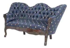 Victorian Button-Tufted Upholstered Walnut Sofa
