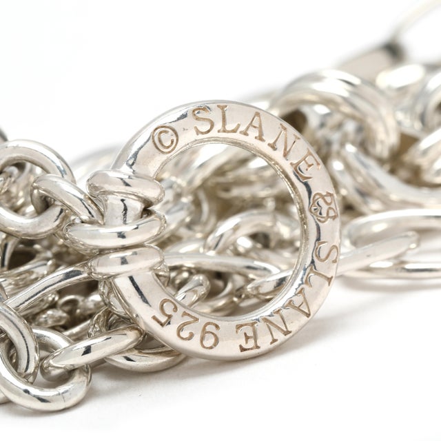 Modern Slane Multi-Chain Wide Bracelet, Sterling Silver, Length 7.75 Inches For Sale - Image 3 of 4